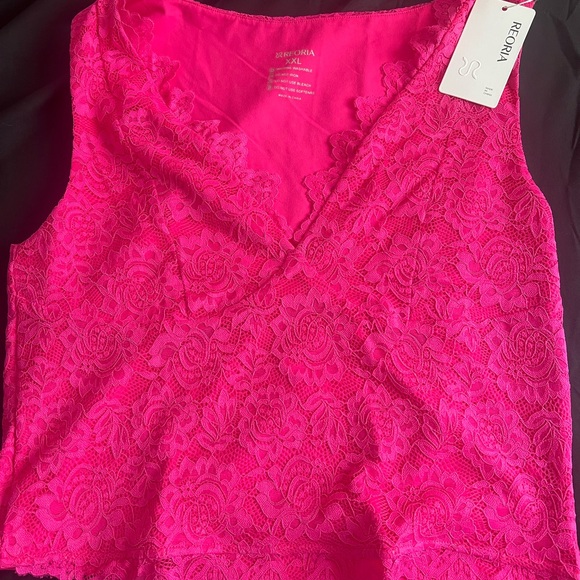 ReoRia Tops - ReoRia Women's Pink Lace Top